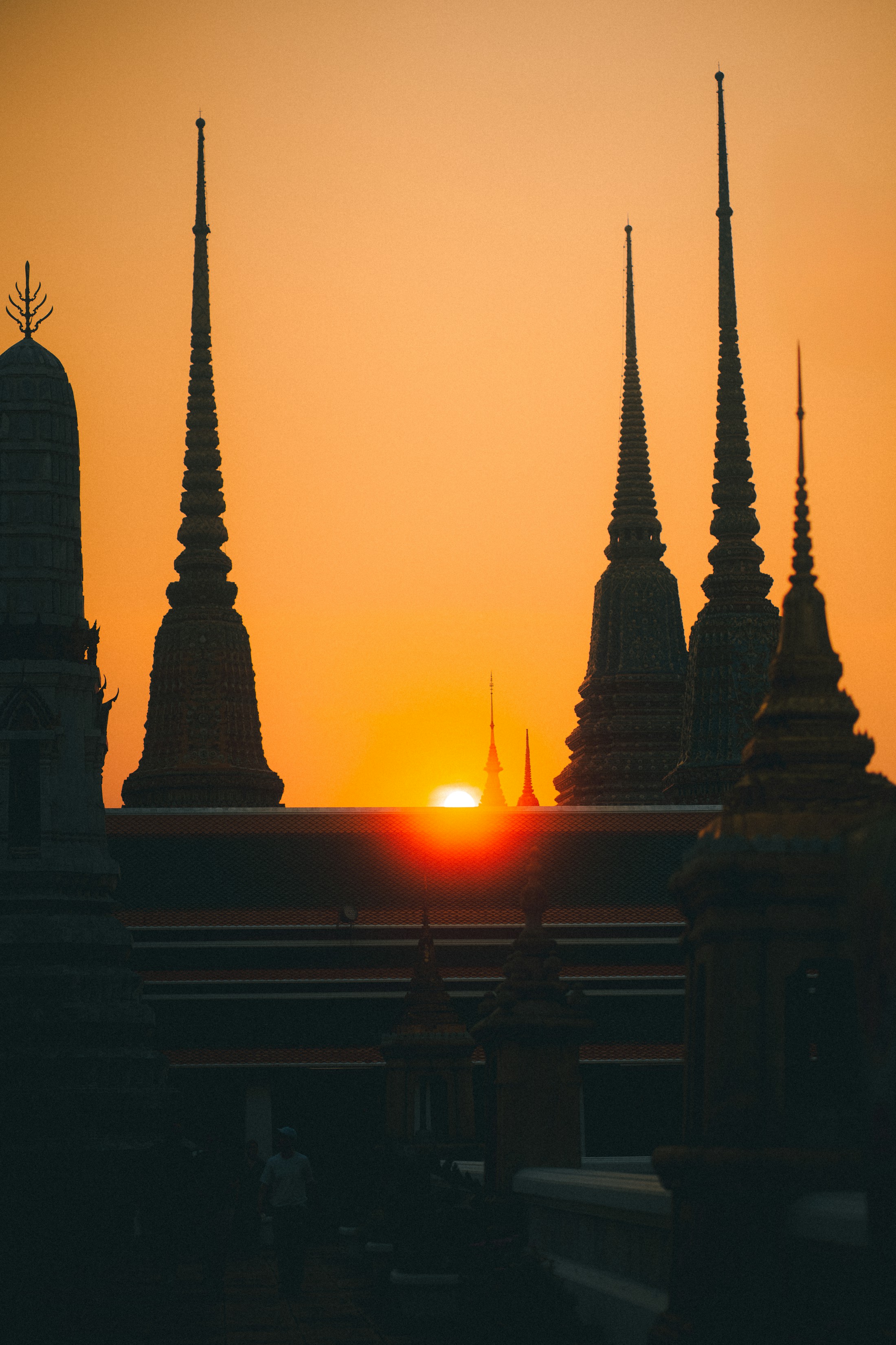 Thai architecture glowing in the evening light